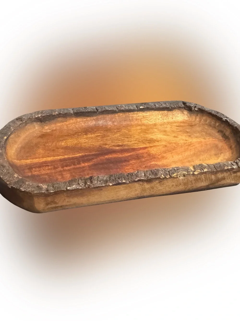 Rustic Edge Wood Serving Board or Dough Bowl for Decor- Natural Brown Tones 12x6